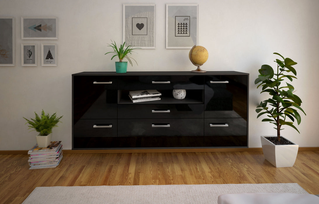 Sideboard Savannah, Schwarz Front (180x79x35cm) - Stil.Zeit Möbel GmbH