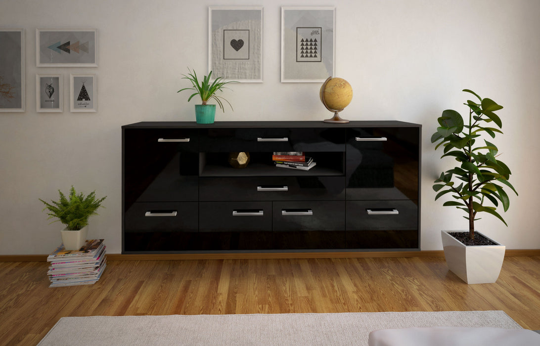 Sideboard McAllen, Schwarz Front (180x79x35cm) - Stil.Zeit Möbel GmbH