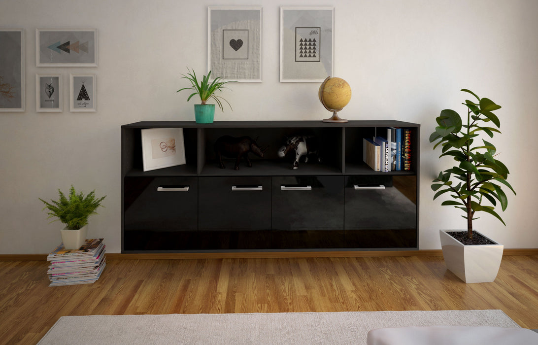 Sideboard Columbia, Schwarz Front (180x79x35cm) - Stil.Zeit Möbel GmbH