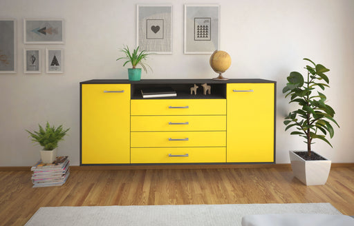 Sideboard New Haven, Gelb Front (180x79x35cm) - Stil.Zeit Möbel GmbH