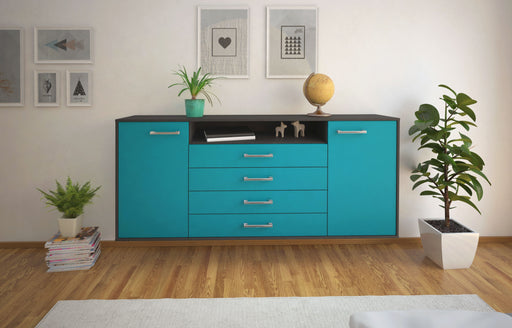 Sideboard New Haven, Tuerkis Front (180x79x35cm) - Stil.Zeit Möbel GmbH