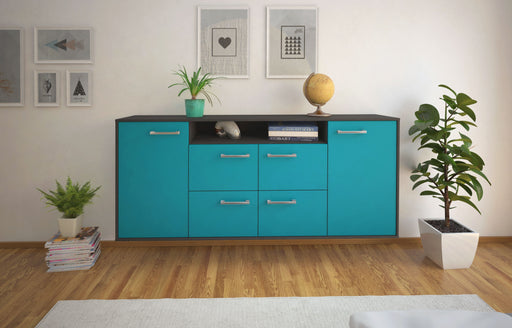 Sideboard Carrollton, Tuerkis Front (180x79x35cm) - Stil.Zeit Möbel GmbH