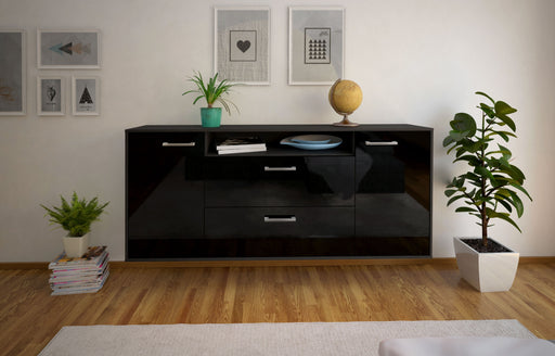 Sideboard Thousand Oaks, Schwarz Front (180x79x35cm) - Stil.Zeit Möbel GmbH