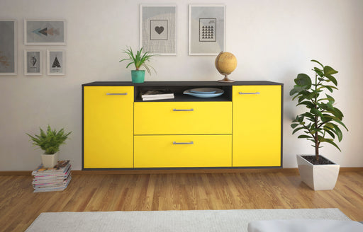 Sideboard Thousand Oaks, Gelb Front (180x79x35cm) - Stil.Zeit Möbel GmbH