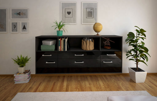 Sideboard Cary, Schwarz Front (180x79x35cm) - Stil.Zeit Möbel GmbH