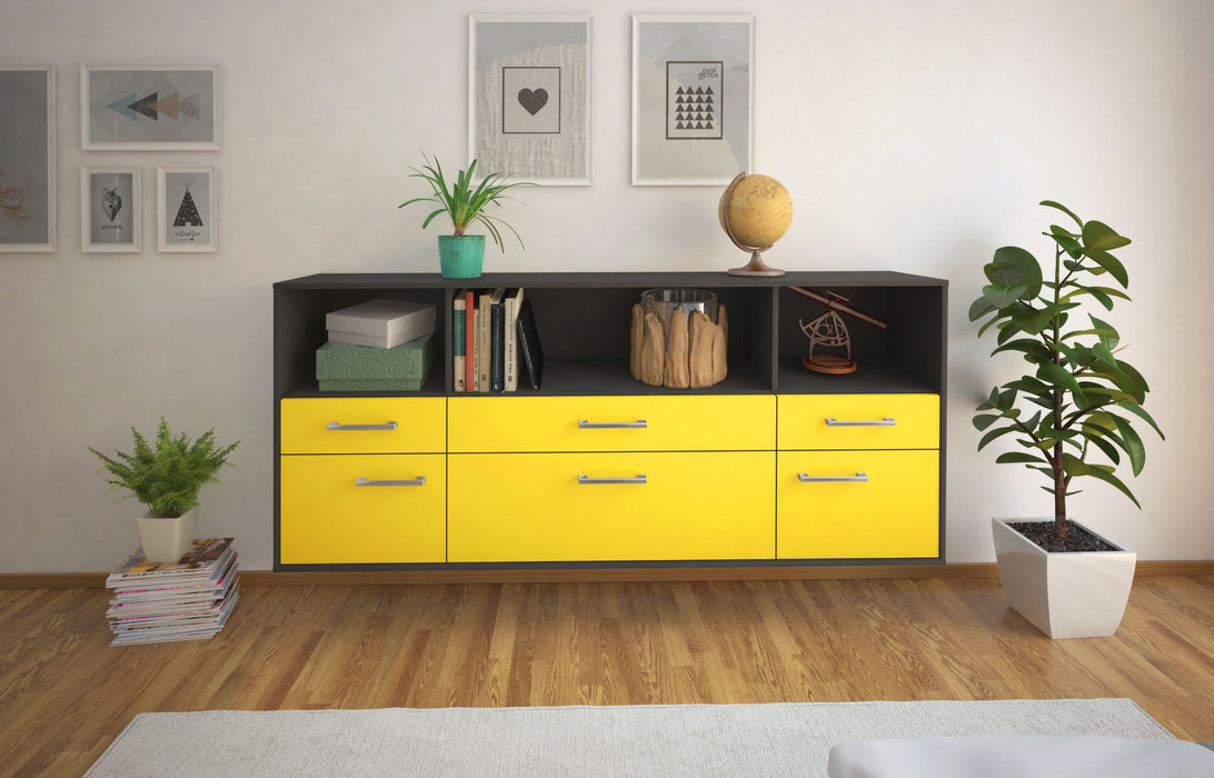 Sideboard Bellevue, Gelb Front (180x79x35cm) - Stil.Zeit Möbel GmbH