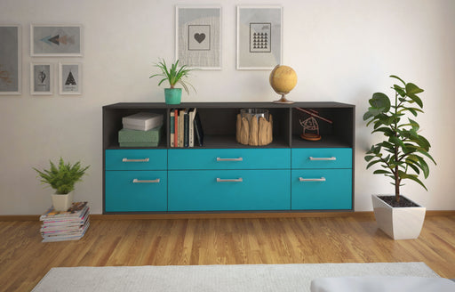 Sideboard Bellevue, Tuerkis Front (180x79x35cm) - Stil.Zeit Möbel GmbH