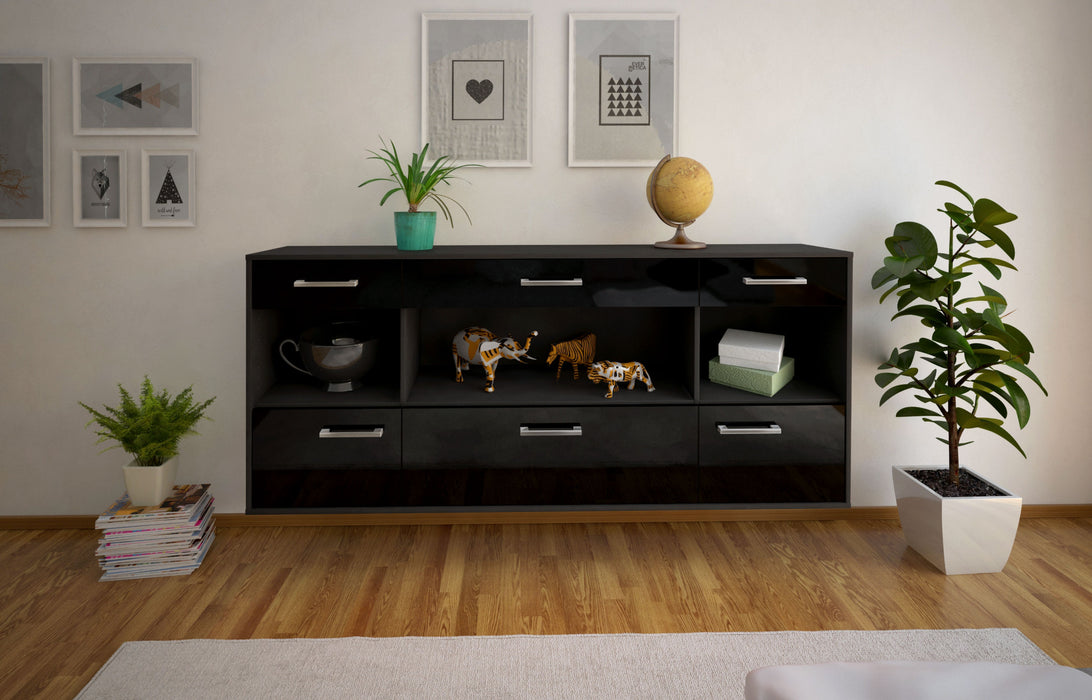 Sideboard Clarksville, Schwarz Front (180x79x35cm) - Stil.Zeit Möbel GmbH