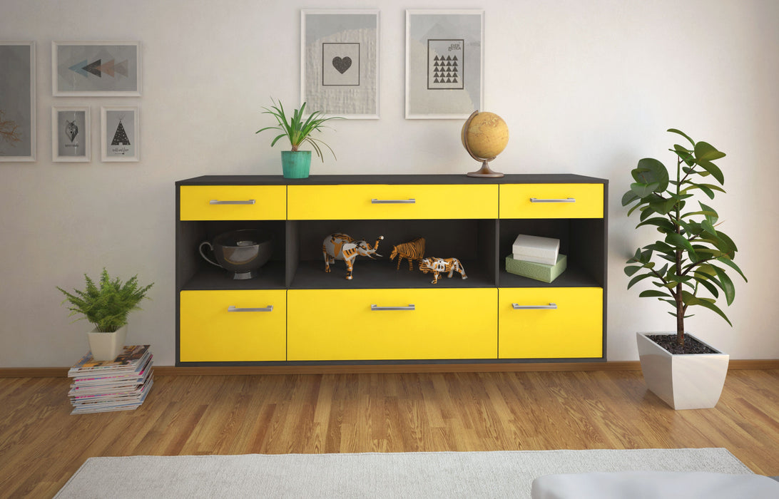 Sideboard Clarksville, Gelb Front (180x79x35cm) - Stil.Zeit Möbel GmbH