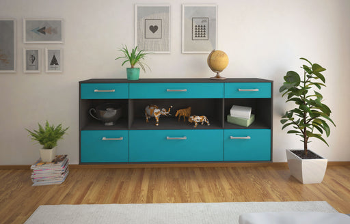 Sideboard Clarksville, Tuerkis Front (180x79x35cm) - Stil.Zeit Möbel GmbH