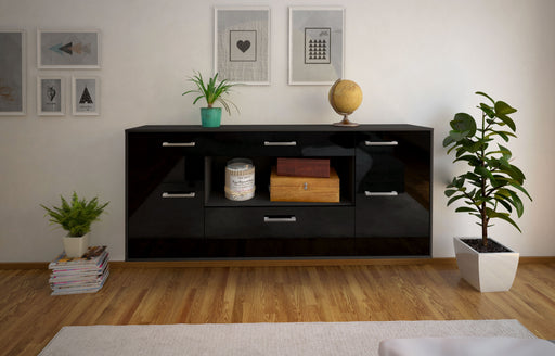 Sideboard Visalia, Schwarz Front (180x79x35cm) - Stil.Zeit Möbel GmbH