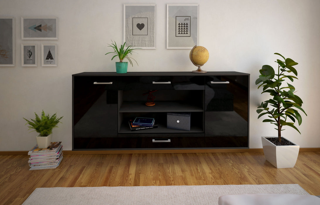 Sideboard Olathe, Schwarz Front (180x79x35cm) - Stil.Zeit Möbel GmbH