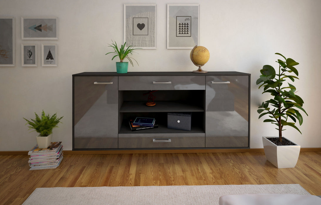 Sideboard Olathe, Grau Front (180x79x35cm) - Stil.Zeit Möbel GmbH