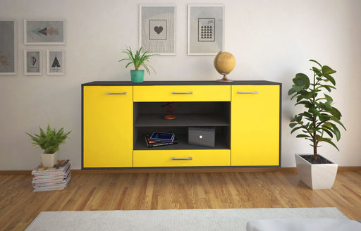 Sideboard Olathe, Gelb Front (180x79x35cm) - Stil.Zeit Möbel GmbH