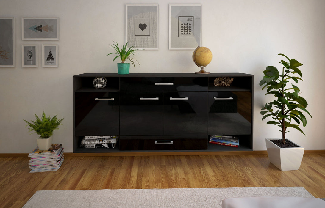 Sideboard Evansville, Schwarz Front (180x79x35cm) - Stil.Zeit Möbel GmbH