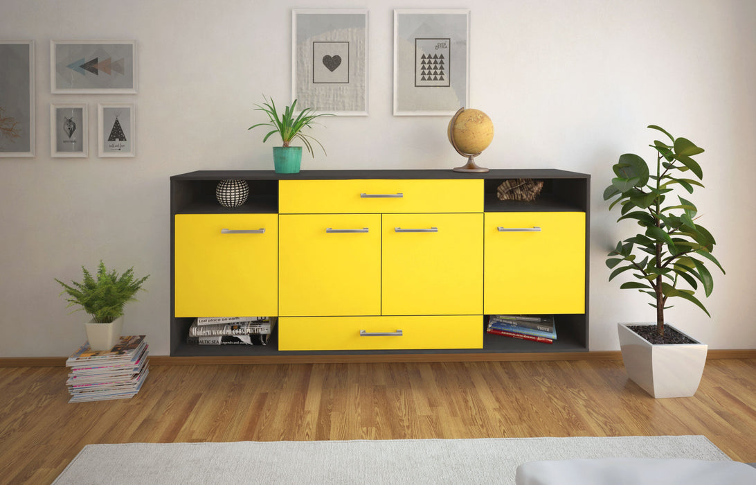 Sideboard Evansville, Gelb Front (180x79x35cm) - Stil.Zeit Möbel GmbH