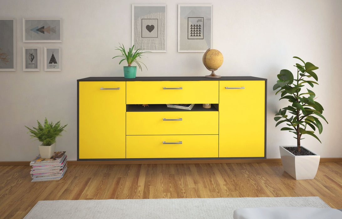 Sideboard McKinney, Gelb Front (180x79x35cm) - Stil.Zeit Möbel GmbH