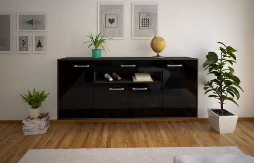 Sideboard Lansing, Schwarz Front (180x79x35cm) - Stil.Zeit Möbel GmbH