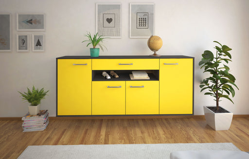 Sideboard Lansing, Gelb Front (180x79x35cm) - Stil.Zeit Möbel GmbH