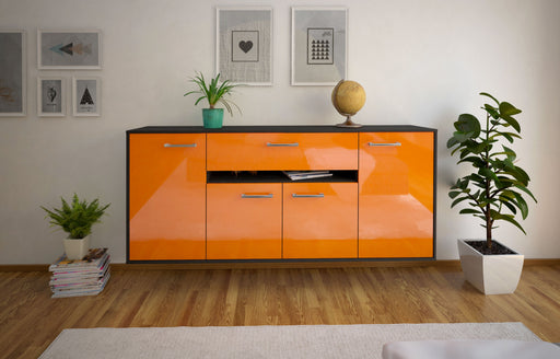 Sideboard Flint, Orange Front (180x79x35cm) - Stil.Zeit Möbel GmbH