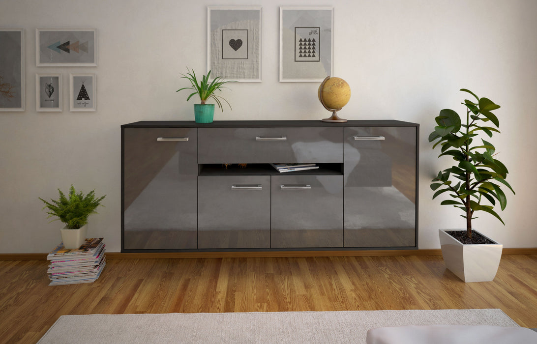 Sideboard Flint, Grau Front (180x79x35cm) - Stil.Zeit Möbel GmbH