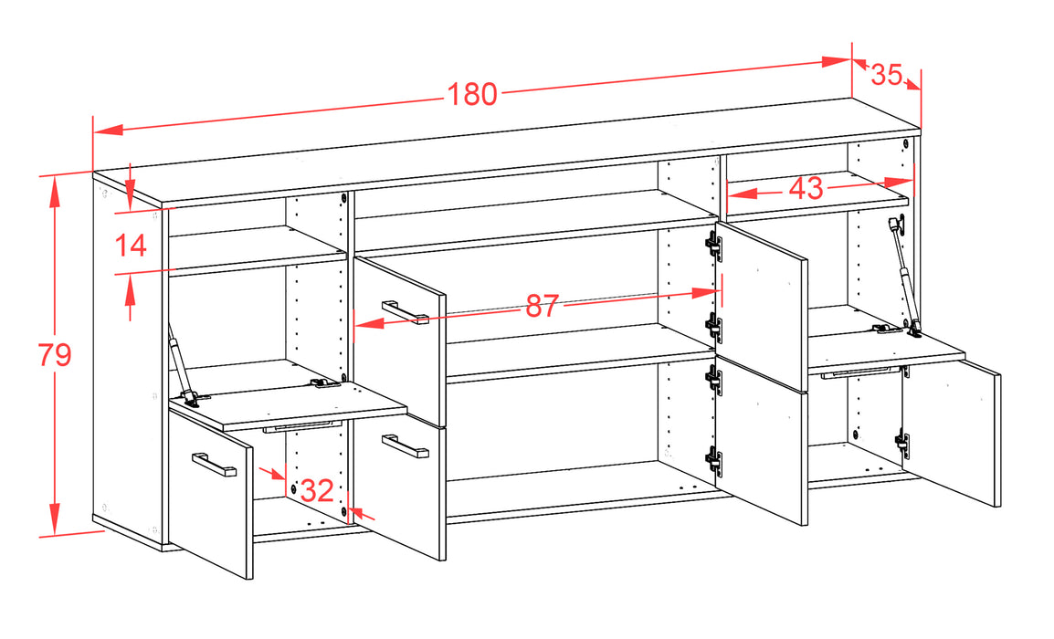 Sideboard Concord, Rost Maß (180x79x35cm) - Stil.Zeit Möbel GmbH