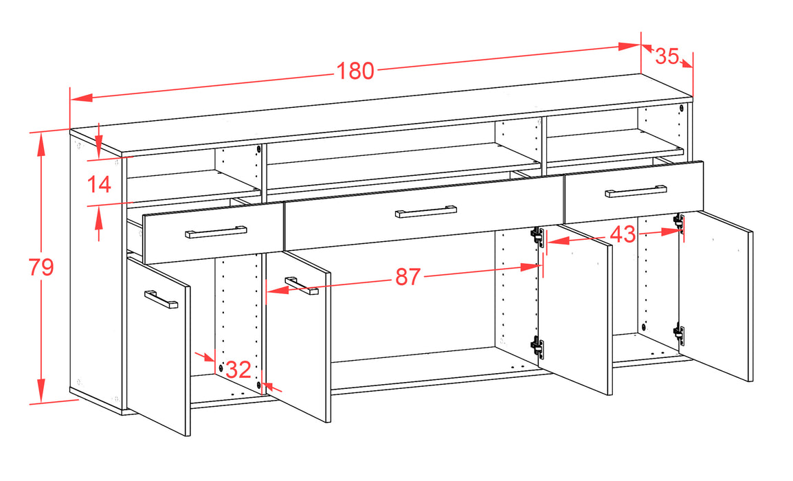 Sideboard Simi Valley, Rost Maß (180x79x35cm) - Stil.Zeit Möbel GmbH