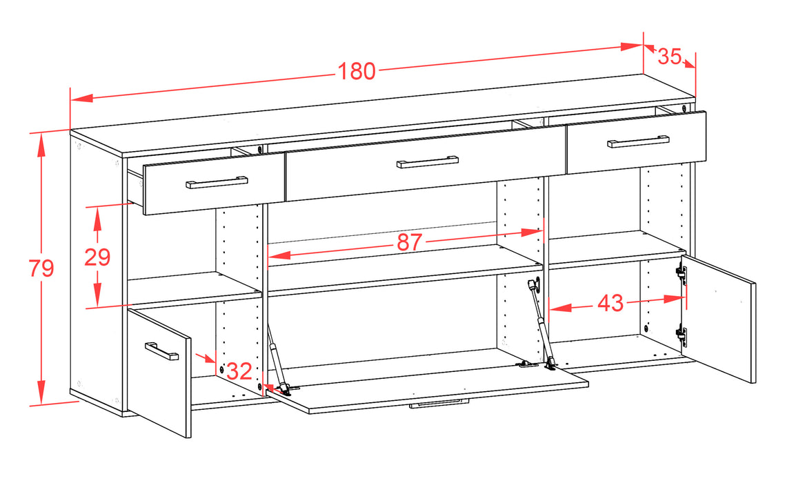 Sideboard Clarksville, Rost Maß (180x79x35cm) - Stil.Zeit Möbel GmbH