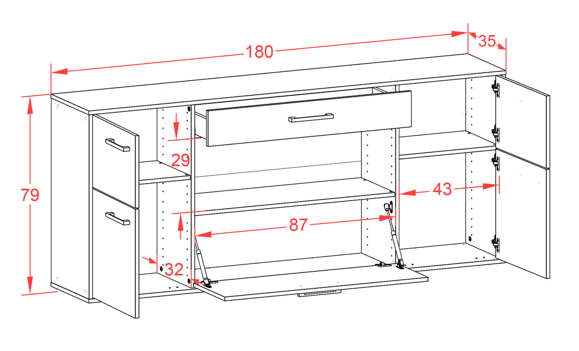 Sideboard Visalia, Rost Maß (180x79x35cm) - Stil.Zeit Möbel GmbH