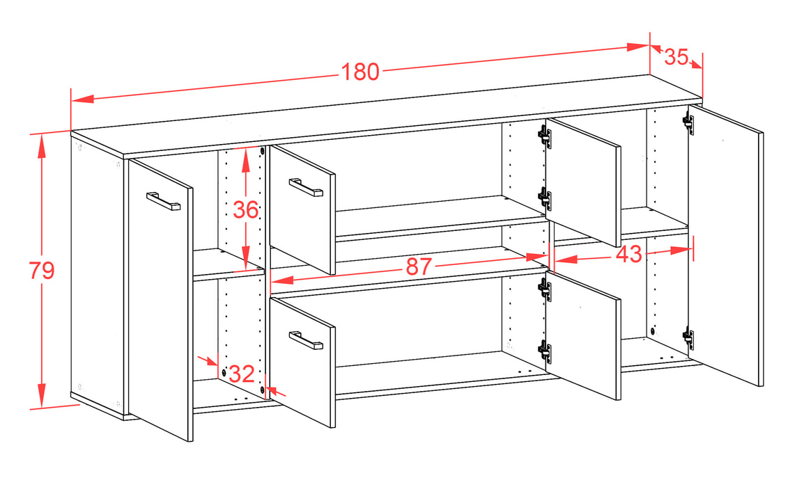 Sideboard Stamford, Rost Maß (180x79x35cm) - Stil.Zeit Möbel GmbH