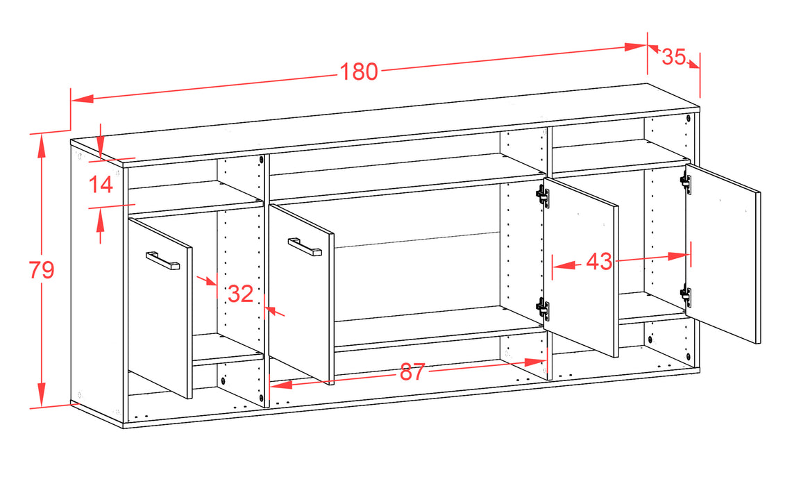 Sideboard Provo, Rost Maß (180x79x35cm) - Stil.Zeit Möbel GmbH