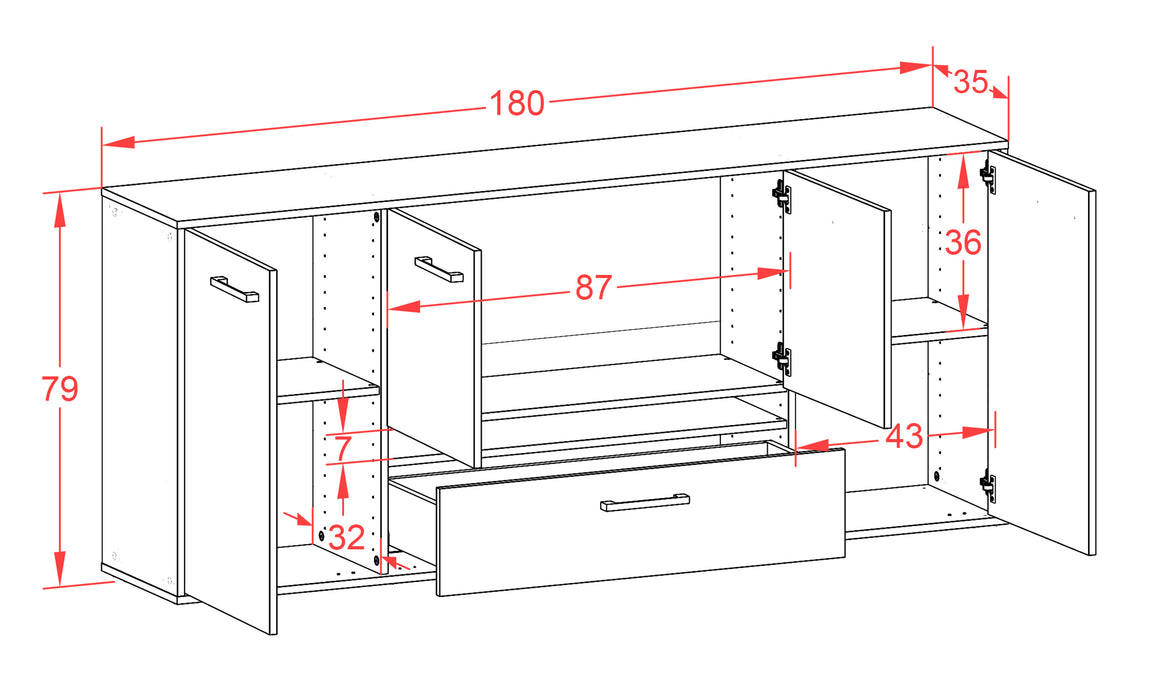 Sideboard Abilene, Rost Maß (180x79x35cm) - Stil.Zeit Möbel GmbH