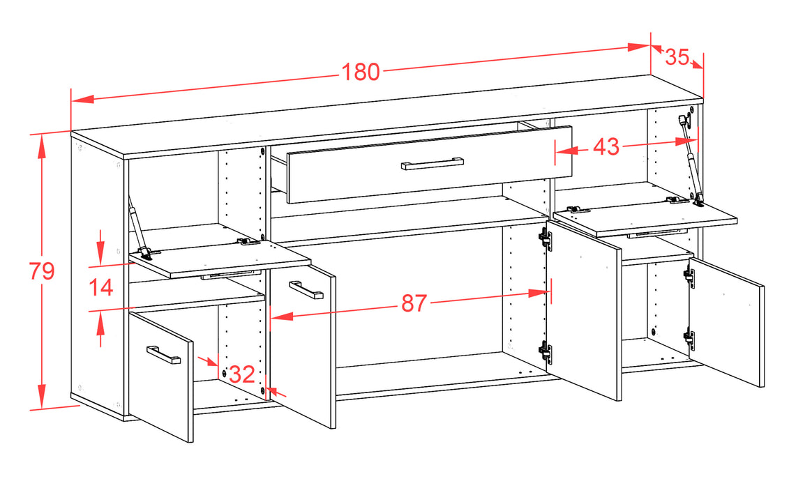 Sideboard Downey, Pinie Maß (180x79x35cm) - Stil.Zeit Möbel GmbH