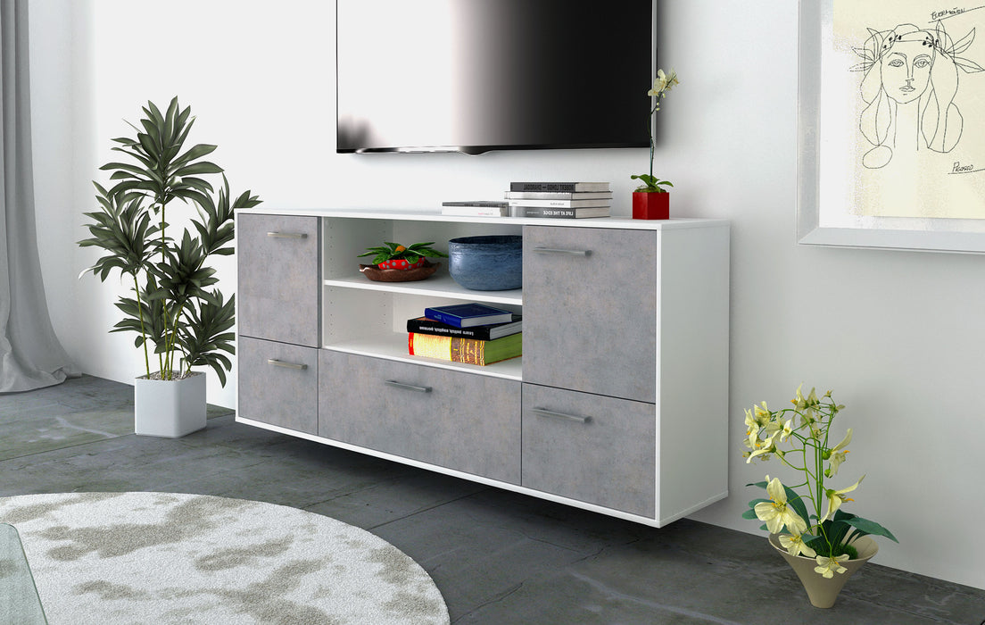 Sideboard Sterling Heights, Beton Seite (180x79x35cm) - Dekati GmbH