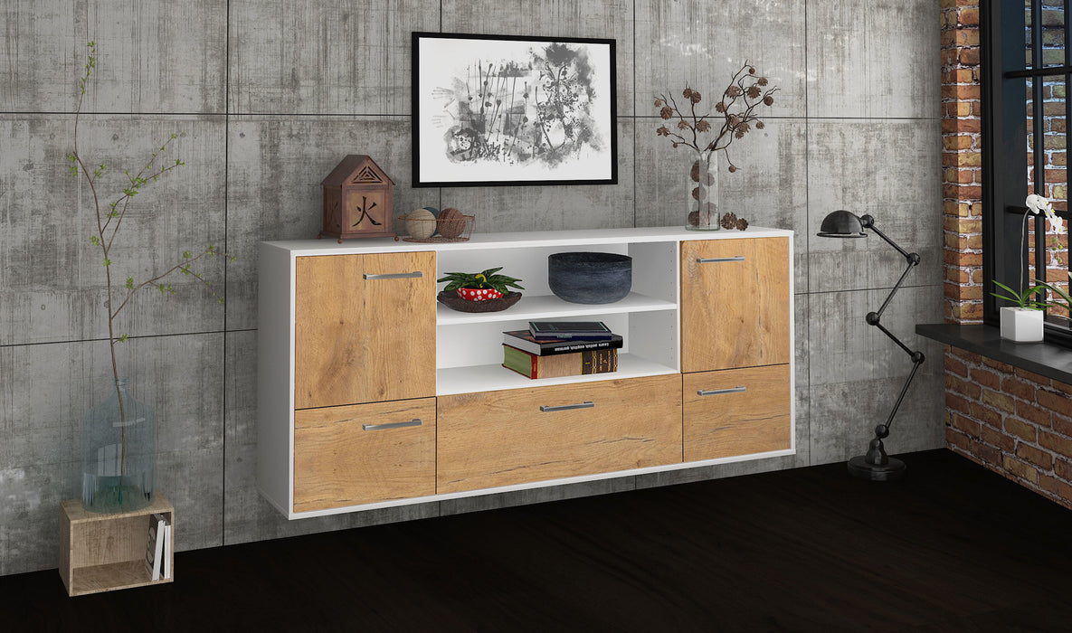 Sideboard Sterling Heights, Eiche Seite (180x79x35cm) - Dekati GmbH