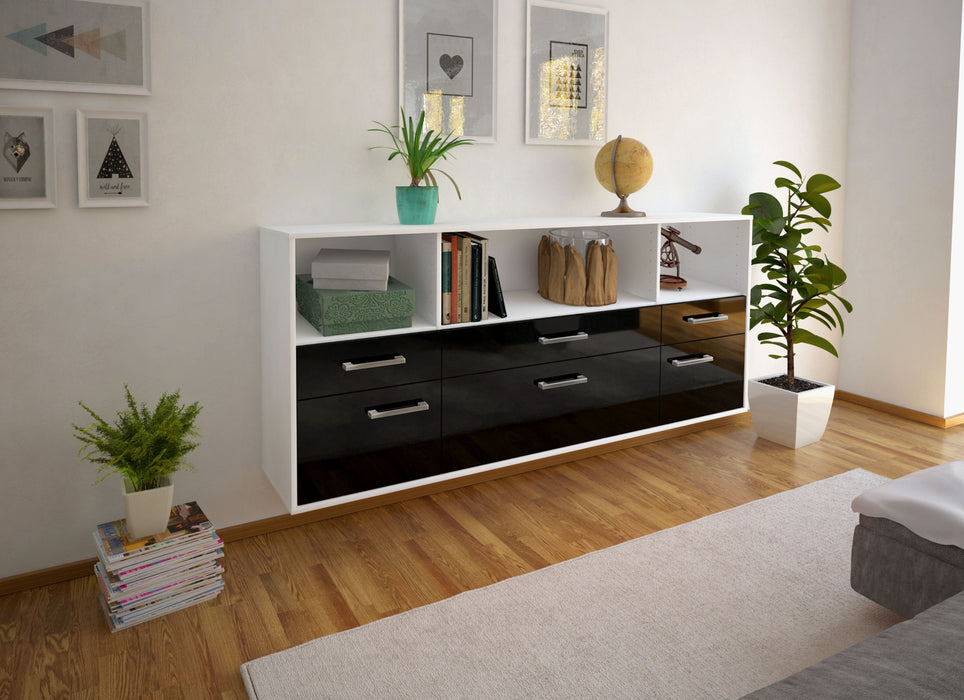 Sideboard Bellevue, Schwarz Seite (180x79x35cm) - Dekati GmbH