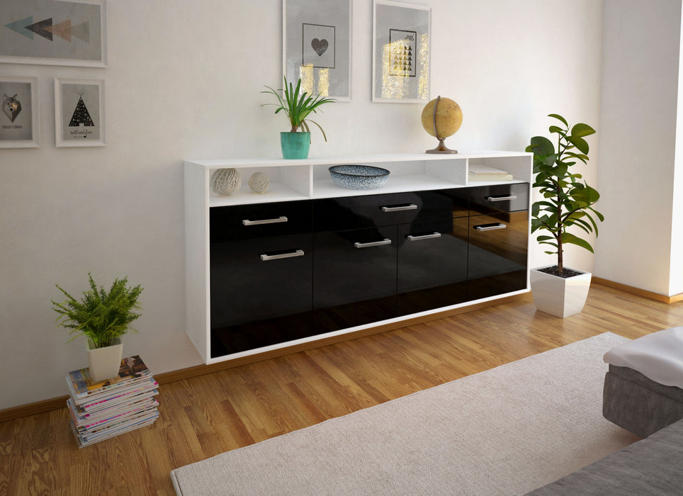 Sideboard Simi Valley, Schwarz Seite (180x79x35cm) - Dekati GmbH