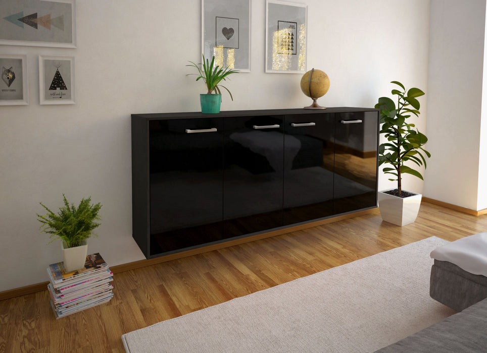 Sideboard Lakewood, Schwarz Seite (180x79x35cm) - Stil.Zeit Möbel GmbH