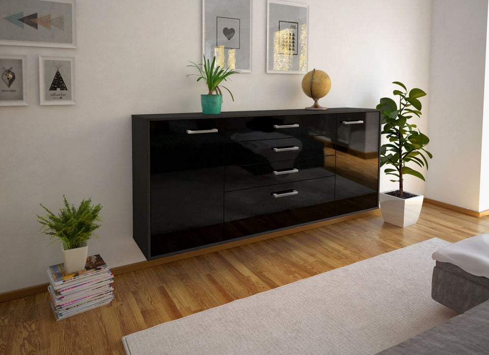 Sideboard Alexandria, Schwarz Seite (180x79x35cm) - Stil.Zeit Möbel GmbH