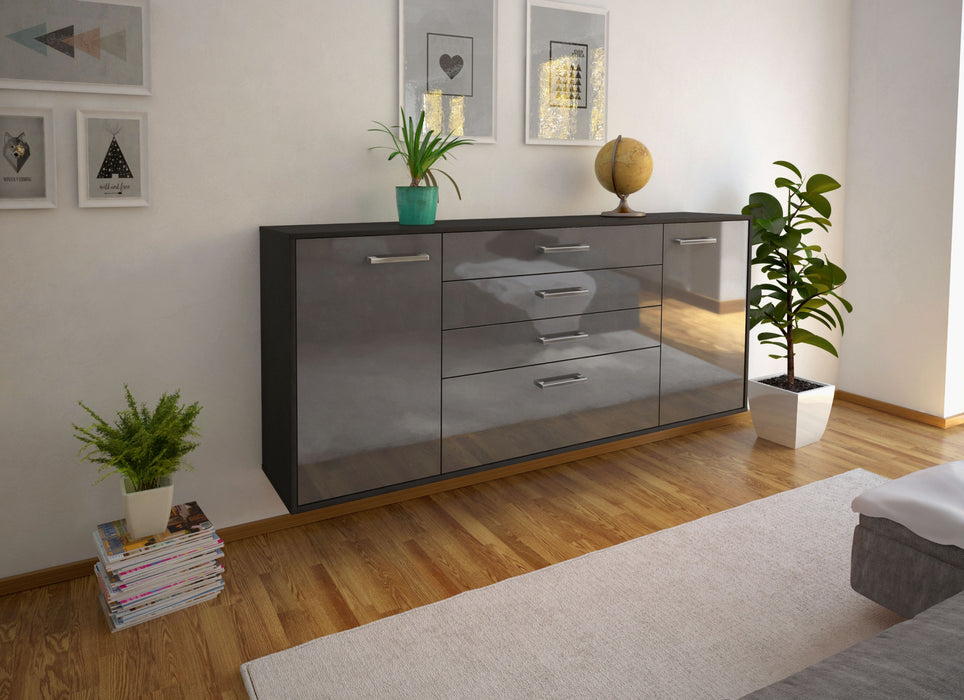 Sideboard Alexandria, Grau Seite (180x79x35cm) - Stil.Zeit Möbel GmbH