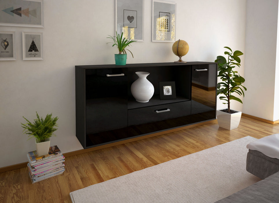 Sideboard Fort Collins, Schwarz Seite (180x79x35cm) - Stil.Zeit Möbel GmbH