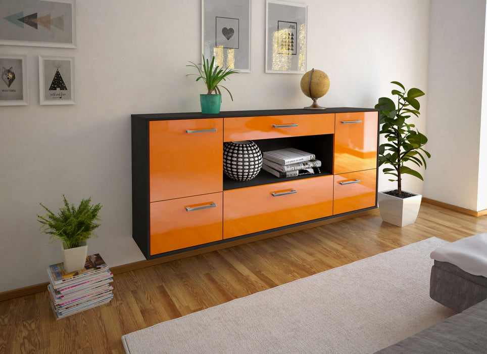 Sideboard East Los Angeles, Orange Seite (180x79x35cm) - Stil.Zeit Möbel GmbH