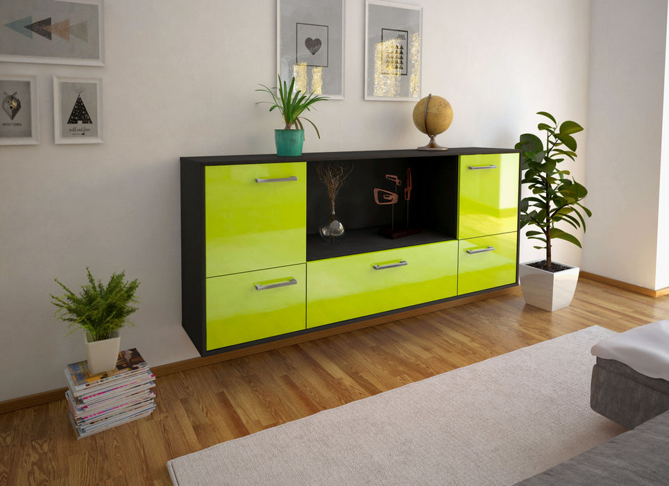 Sideboard Sunnyvale, Gruen Seite (180x79x35cm) - Stil.Zeit Möbel GmbH