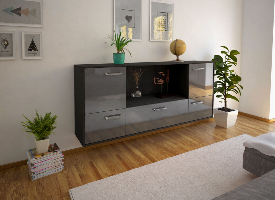 Sideboard Sunnyvale, Grau Seite (180x79x35cm) - Stil.Zeit Möbel GmbH