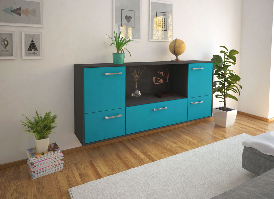 Sideboard Sunnyvale, Tuerkis Seite (180x79x35cm) - Stil.Zeit Möbel GmbH