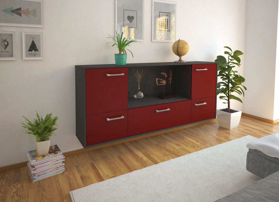 Sideboard Sunnyvale, Bordeaux Seite (180x79x35cm) - Stil.Zeit Möbel GmbH