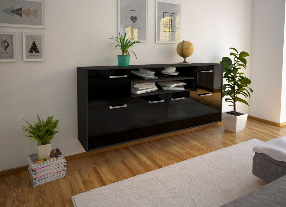 Sideboard Cedar Rapids, Schwarz Seite (180x79x35cm) - Stil.Zeit Möbel GmbH