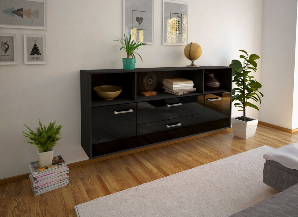 Sideboard Hartford, Schwarz Seite (180x79x35cm) - Stil.Zeit Möbel GmbH