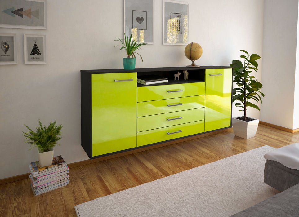 Sideboard New Haven, Gruen Seite (180x79x35cm) - Stil.Zeit Möbel GmbH