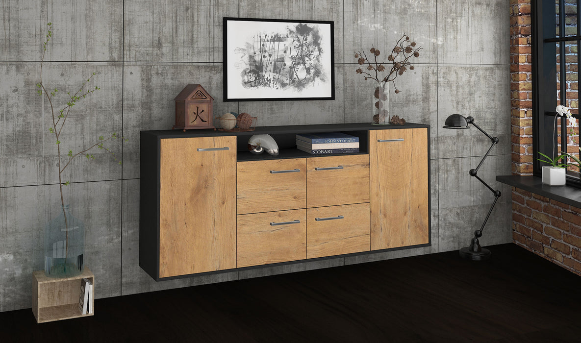 Sideboard Carrollton, Eiche Seite (180x79x35cm) - Stil.Zeit Möbel GmbH